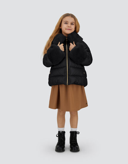 JACKET IN NYLON ULTRALIGHT AND LADY ALTERNATIVE FUR Black 2 JACKET IN NYLON ULTRALIGHT AND LADY ALTERNATIVE FUR Black