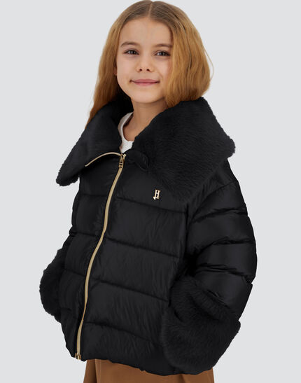 JACKET IN NYLON ULTRALIGHT AND LADY ALTERNATIVE FUR Black 3 JACKET IN NYLON ULTRALIGHT AND LADY ALTERNATIVE FUR Black