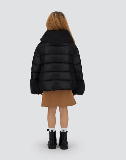 JACKET IN NYLON ULTRALIGHT AND LADY ALTERNATIVE FUR Black 4 JACKET IN NYLON ULTRALIGHT AND LADY ALTERNATIVE FUR Black