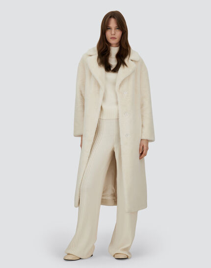 COAT IN SOFT ALTERNATIVE FUR White