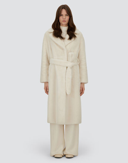 COAT IN SOFT ALTERNATIVE FUR White