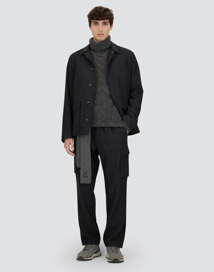 CARGO TROUSERS IN WOOL FLANNEL Iron