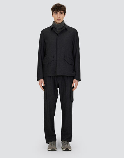 CARGO TROUSERS IN WOOL FLANNEL Iron 3 CARGO TROUSERS IN WOOL FLANNEL Iron