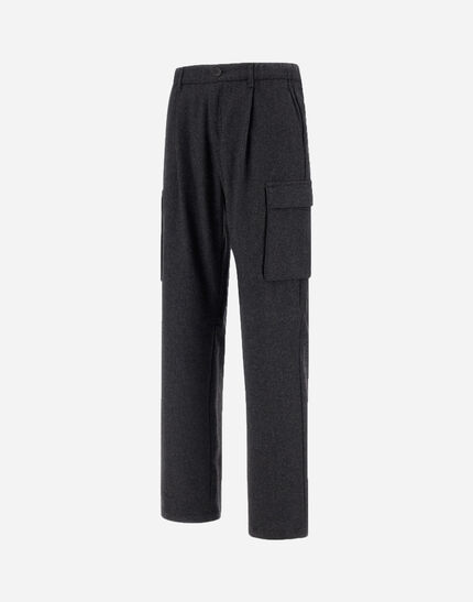 CARGO TROUSERS IN WOOL FLANNEL Iron 4 CARGO TROUSERS IN WOOL FLANNEL Iron