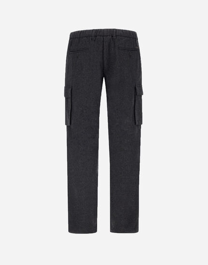 CARGO TROUSERS IN WOOL FLANNEL Iron 5 CARGO TROUSERS IN WOOL FLANNEL Iron