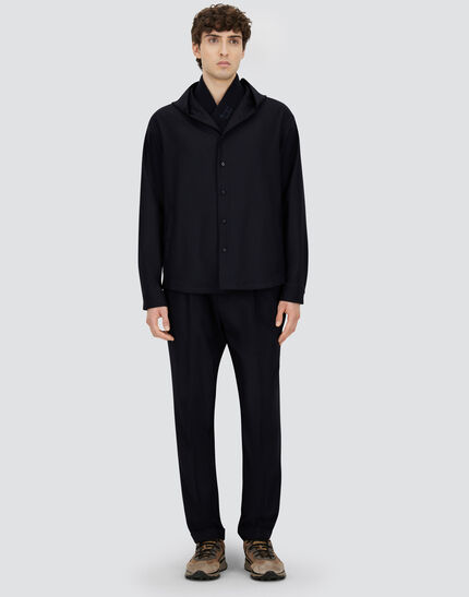 TROUSERS IN FLUID WOOL Navy Blue