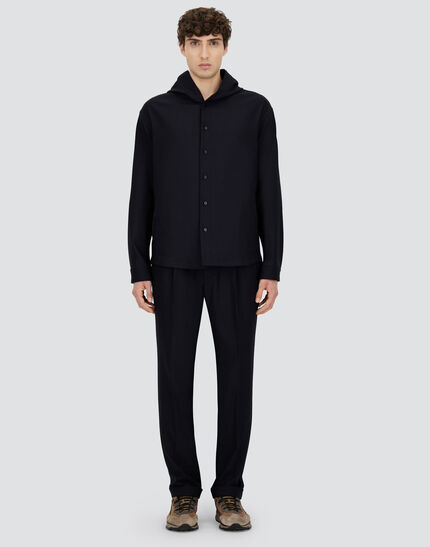 TROUSERS IN FLUID WOOL Navy Blue