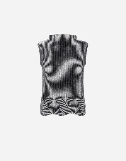 VEST IN TWO-TONE VANISÉ WOOL White/Black