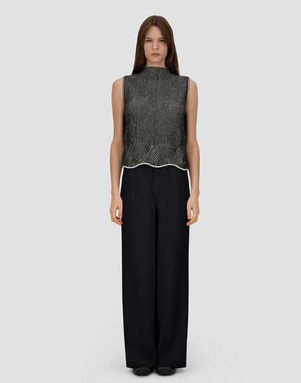 VEST IN TWO-TONE VANISÉ WOOL White/Black 4 VEST IN TWO-TONE VANISÉ WOOL White/Black