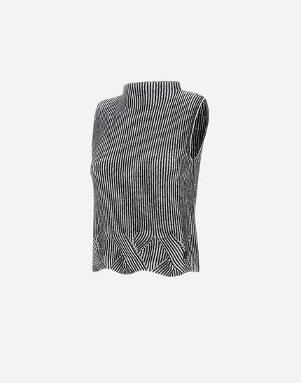 VEST IN TWO-TONE VANISÉ WOOL White/Black 6 VEST IN TWO-TONE VANISÉ WOOL White/Black