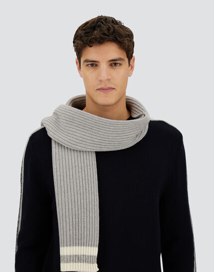 RESORT SCARF IN DOUBLE RIB WOOL Grey Pearl