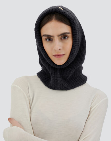 BALACLAVA IN PLAIN ALPACA WOOL Black