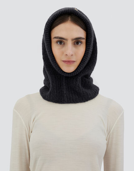 BALACLAVA IN PLAIN ALPACA WOOL Black