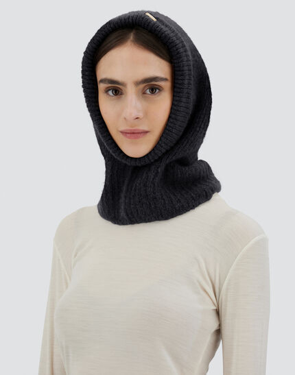 BALACLAVA IN PLAIN ALPACA WOOL Black