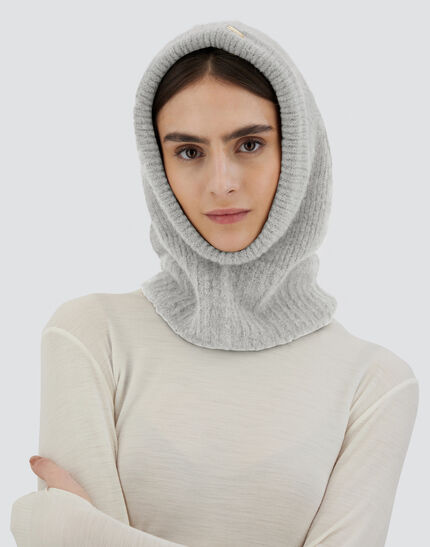 BALACLAVA IN PLAIN ALPACA WOOL Putty