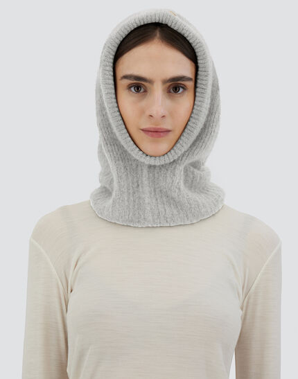 BALACLAVA IN PLAIN ALPACA WOOL Putty