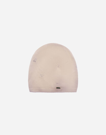 BEANIE IN ALLOVER 'H' WOOL Chantilly/Light Blue