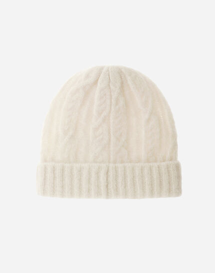 RESORT BEANIE IN CABLE KNIT ALPACA WOOL Cream 3 RESORT BEANIE IN CABLE KNIT ALPACA WOOL Cream