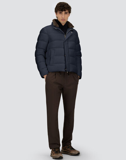 BOMBER JACKET IN ARENDELLE AND FAUX FUR Navy Blue