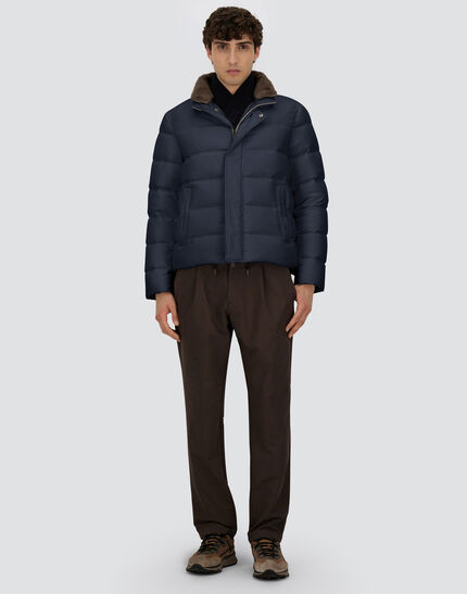 BOMBER JACKET IN ARENDELLE AND FAUX FUR Navy Blue 4 BOMBER JACKET IN ARENDELLE AND FAUX FUR Navy Blue