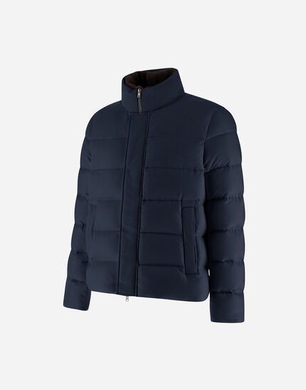 BOMBER JACKET IN ARENDELLE AND FAUX FUR Navy Blue 6 BOMBER JACKET IN ARENDELLE AND FAUX FUR Navy Blue
