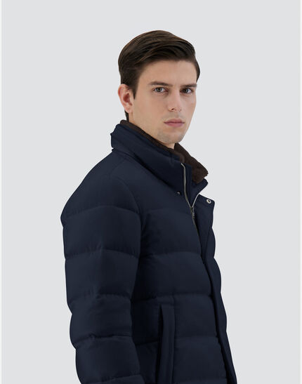 BOMBER JACKET IN ARENDELLE AND FAUX FUR Navy Blue 8 BOMBER JACKET IN ARENDELLE AND FAUX FUR Navy Blue