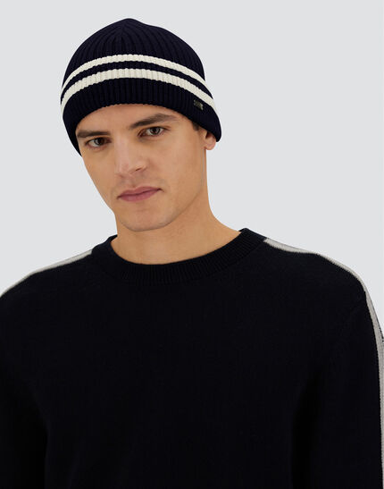 RESORT BEANIE IN DOUBLE RIB WOOL Navy Blue 2 RESORT BEANIE IN DOUBLE RIB WOOL Navy Blue