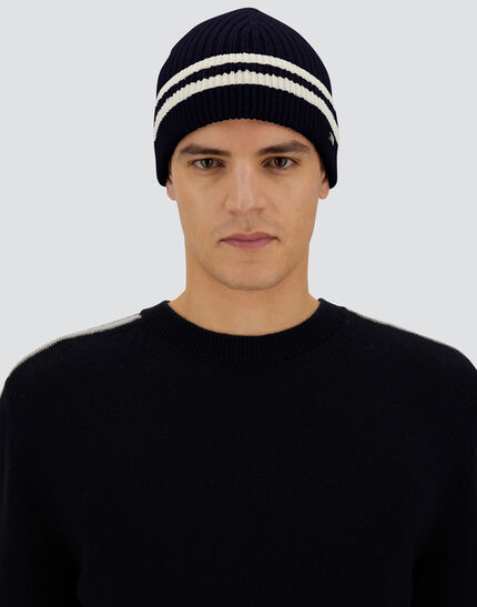 RESORT BEANIE IN DOUBLE RIB WOOL Navy Blue 4 RESORT BEANIE IN DOUBLE RIB WOOL Navy Blue