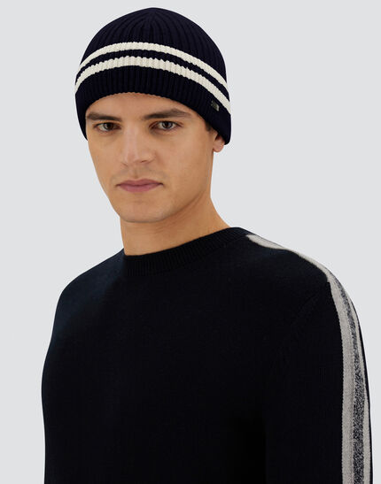 RESORT BEANIE IN DOUBLE RIB WOOL Navy Blue 5 RESORT BEANIE IN DOUBLE RIB WOOL Navy Blue