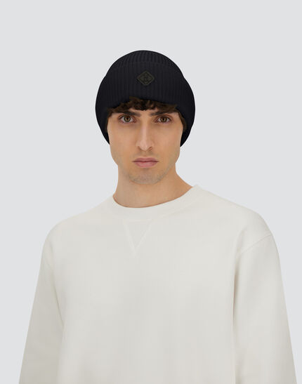 BEANIE IN RIBBED MERINO WOOL Black
