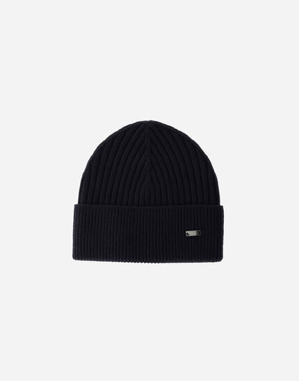 BEANIE IN DOUBLE RIB WOOL Navy Blue