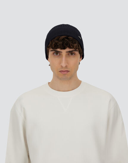 BEANIE IN DOUBLE RIB WOOL Navy Blue