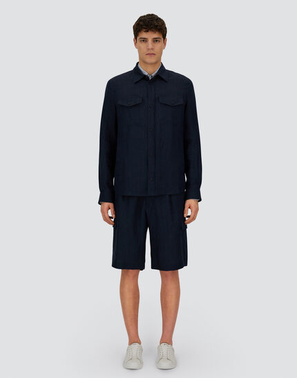 RESORT SHACKET IN NEW LINEN Blue/White 4 RESORT SHACKET IN NEW LINEN Blue/White