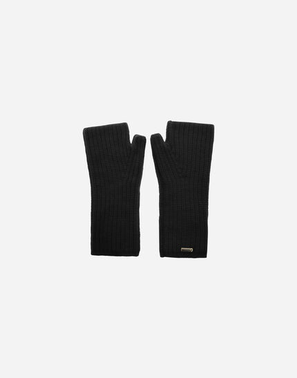 GLOVES IN COB STITCH CARDED WOOL Black
