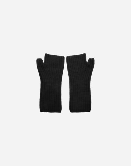 GLOVES IN COB STITCH CARDED WOOL Black
