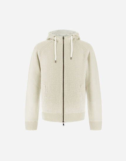RESORT CARDIGAN IN STOCKING-STITCHED CARDED WOOL Cream