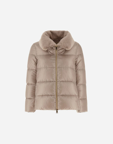 JACKET IN NYLON ULTRALIGHT AND LADY ALTERNATIVE FUR Chantilly
