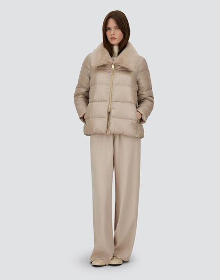 JACKET IN NYLON ULTRALIGHT AND LADY ALTERNATIVE FUR Chantilly