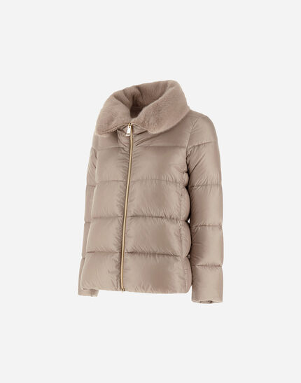 JACKET IN NYLON ULTRALIGHT AND LADY ALTERNATIVE FUR Chantilly 6 JACKET IN NYLON ULTRALIGHT AND LADY ALTERNATIVE FUR Chantilly