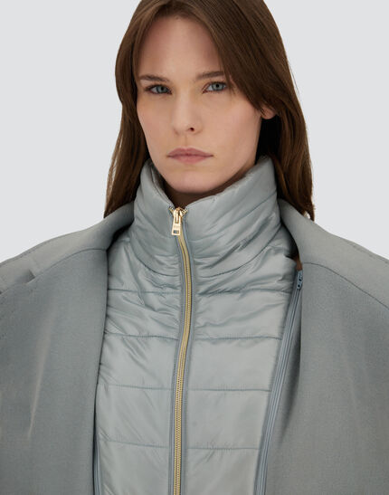 COAT IN VELOUR WOOL CLOTH AND NYLON ULTRALIGHT Light Blue/Grey