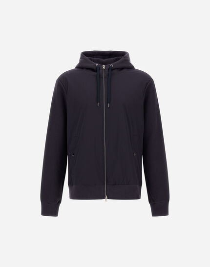 RESORT JACKET IN KNIT EFFECT INTERLOCK AND TRAVEL NYLON PONENTE Navy Blue 1 RESORT JACKET IN KNIT EFFECT INTERLOCK AND TRAVEL NYLON PONENTE Navy Blue