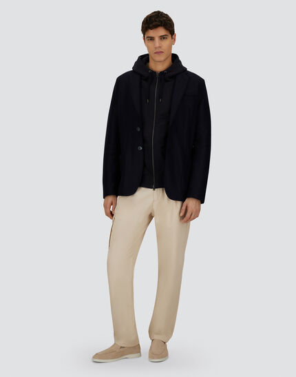 RESORT JACKET IN KNIT EFFECT INTERLOCK AND TRAVEL NYLON PONENTE Navy Blue 2 RESORT JACKET IN KNIT EFFECT INTERLOCK AND TRAVEL NYLON PONENTE Navy Blue