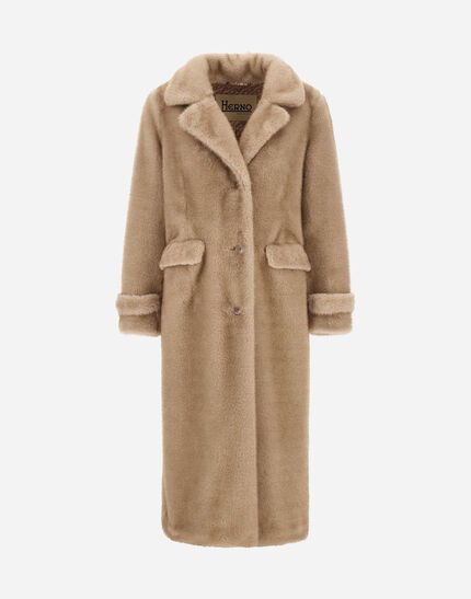 COAT IN MELANGE ALTERNATIVE MINK FUR Chantilly