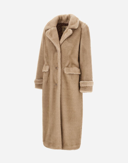 COAT IN MELANGE ALTERNATIVE MINK FUR Chantilly