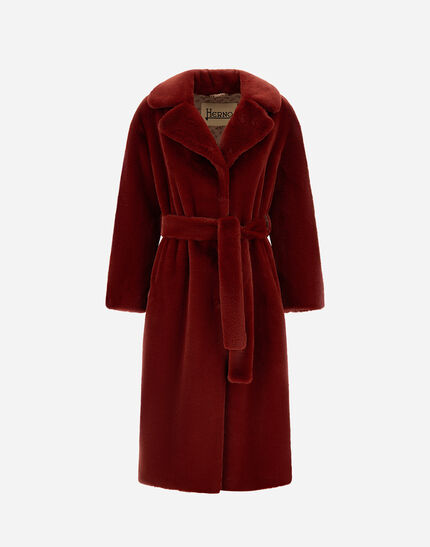 COAT IN SOFT ALTERNATIVE FUR Bordeaux