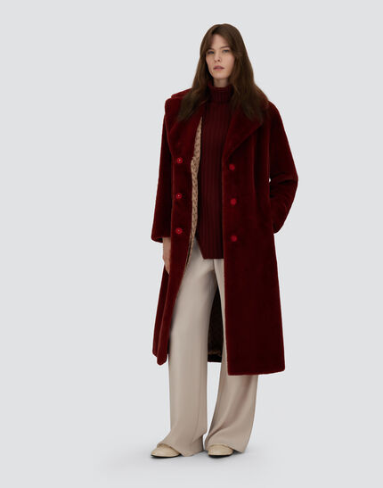 COAT IN SOFT ALTERNATIVE FUR Bordeaux