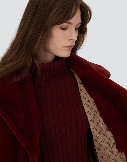 COAT IN SOFT ALTERNATIVE FUR Bordeaux