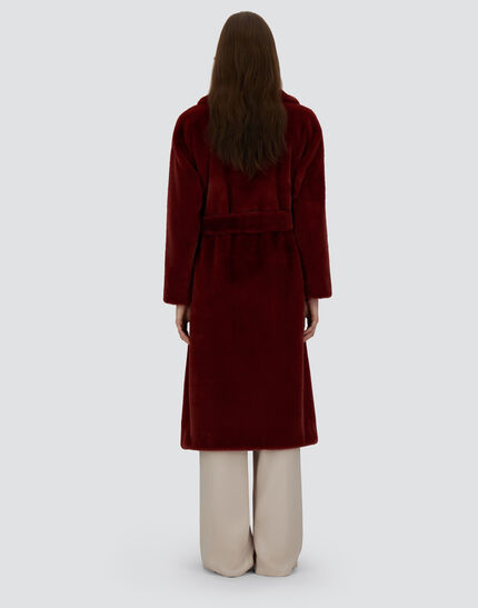 COAT IN SOFT ALTERNATIVE FUR Bordeaux