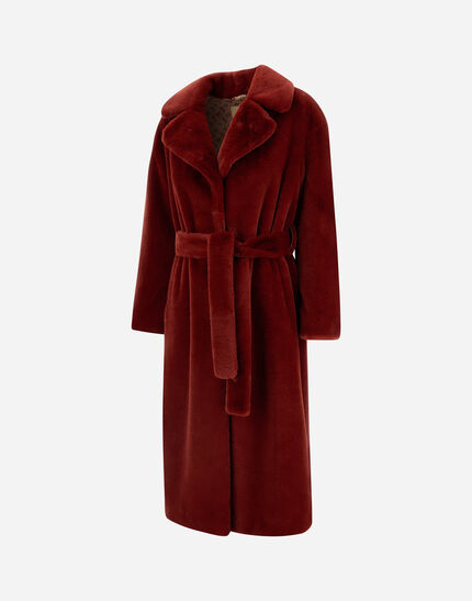 COAT IN SOFT ALTERNATIVE FUR Bordeaux