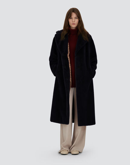 COAT IN SOFT ALTERNATIVE FUR Black